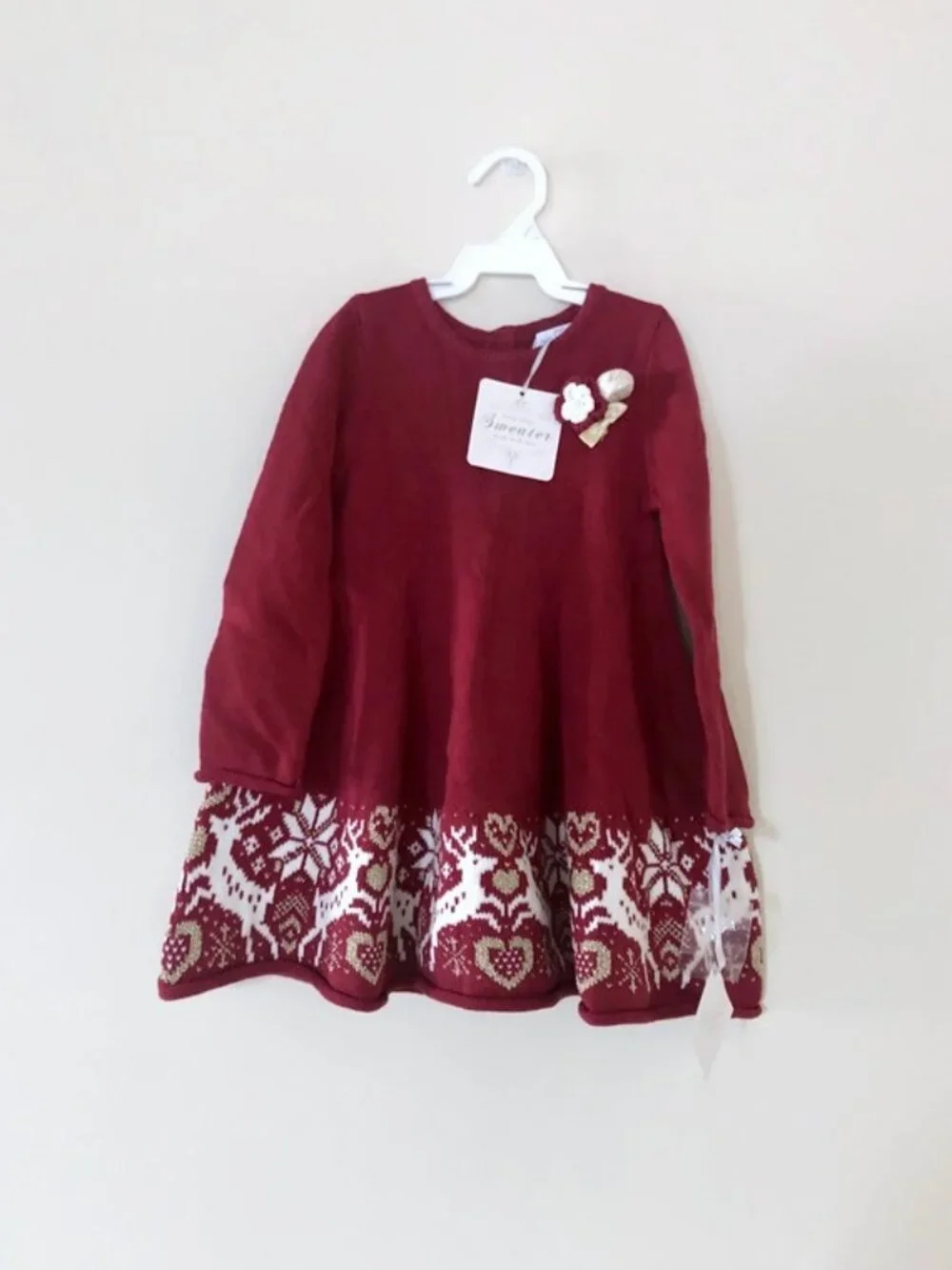 Hairlooms Long Sleeve Christmas Dress, Holiday Season knit Dress
